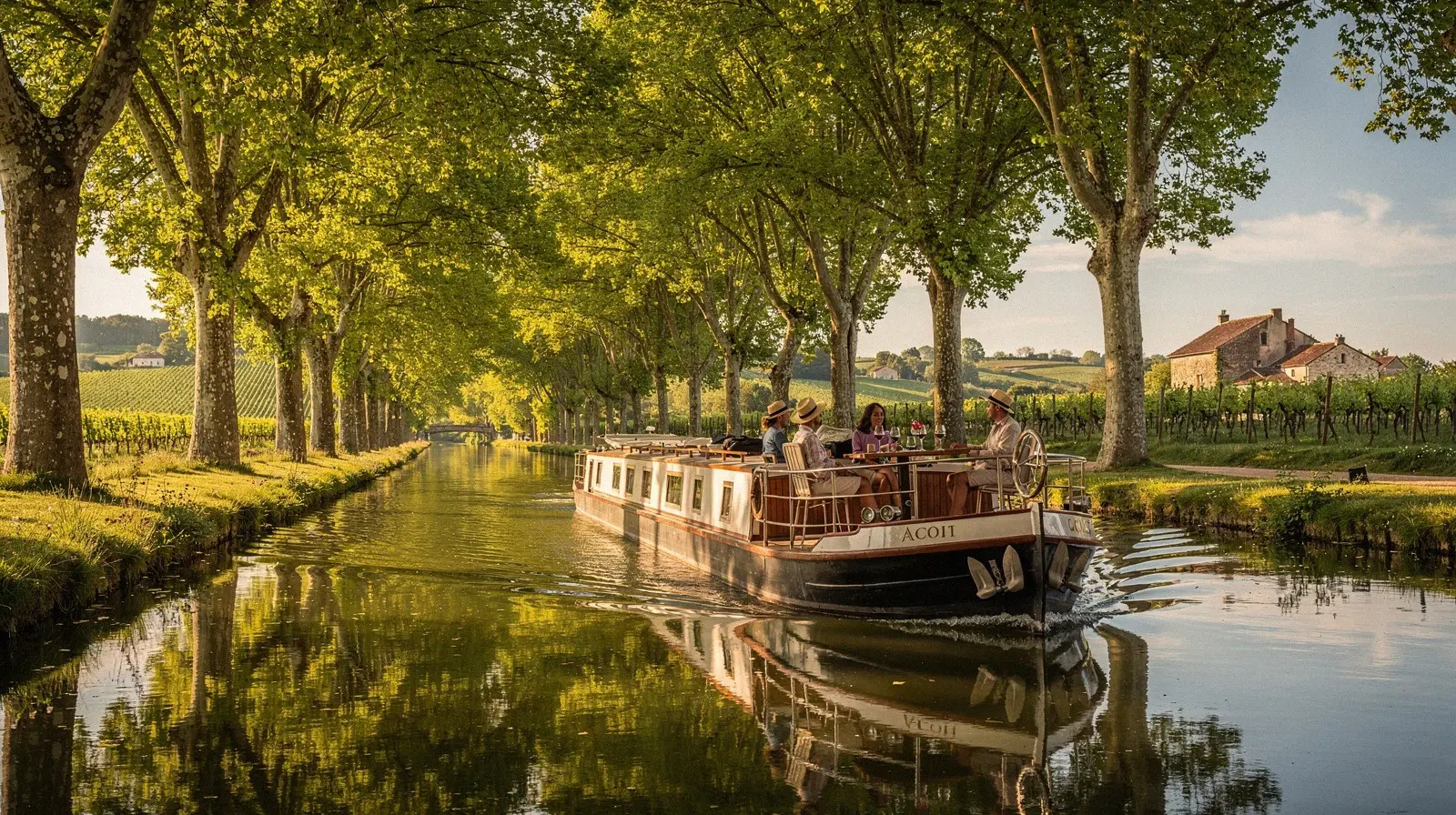 Péniche naviguant sur un canal français